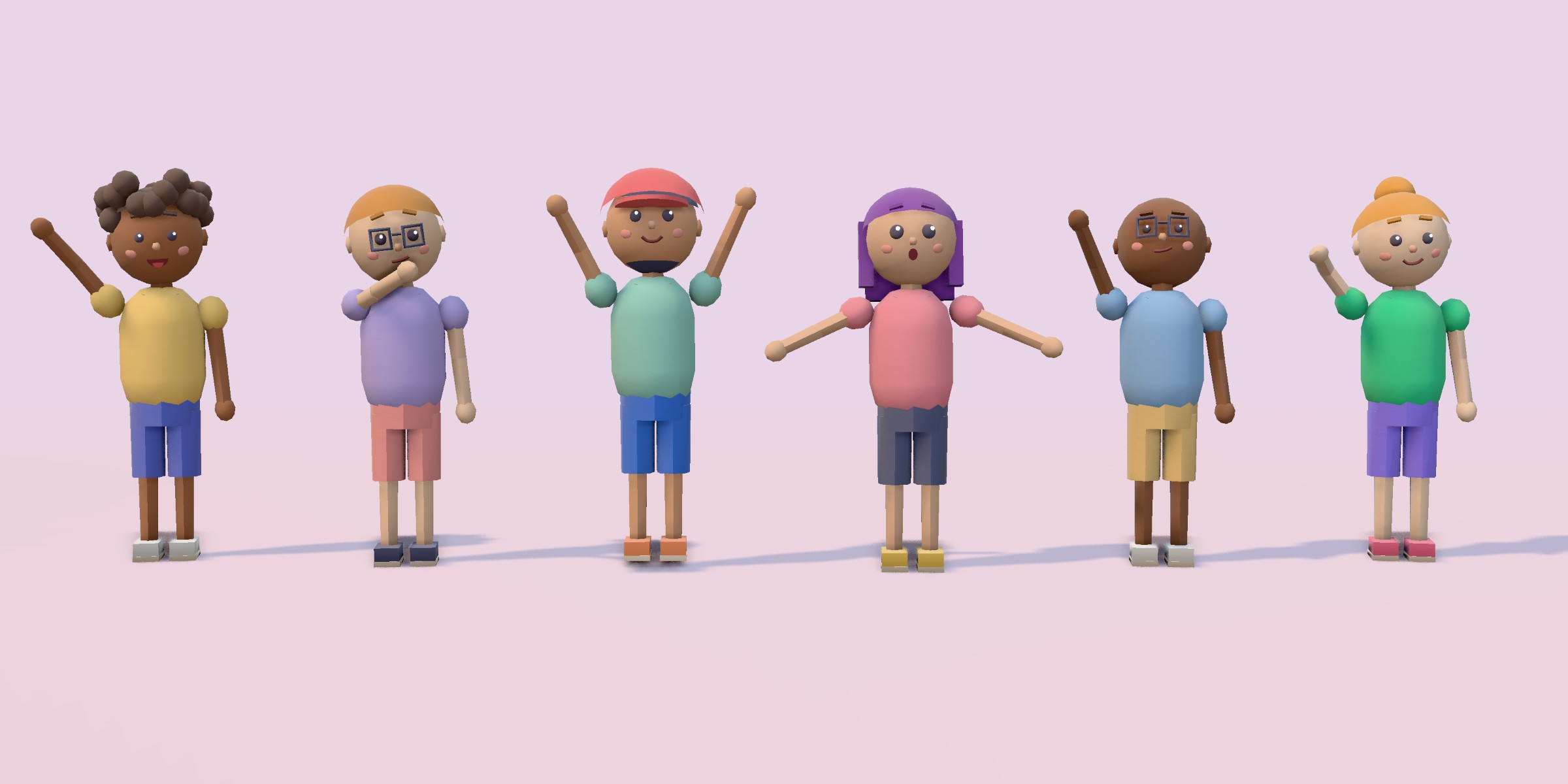 Seis personagens diferentes montados no kit